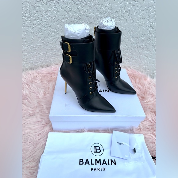BALMAIN URIA LEATHER ANKLE BOOTS - Picture 3 of 13